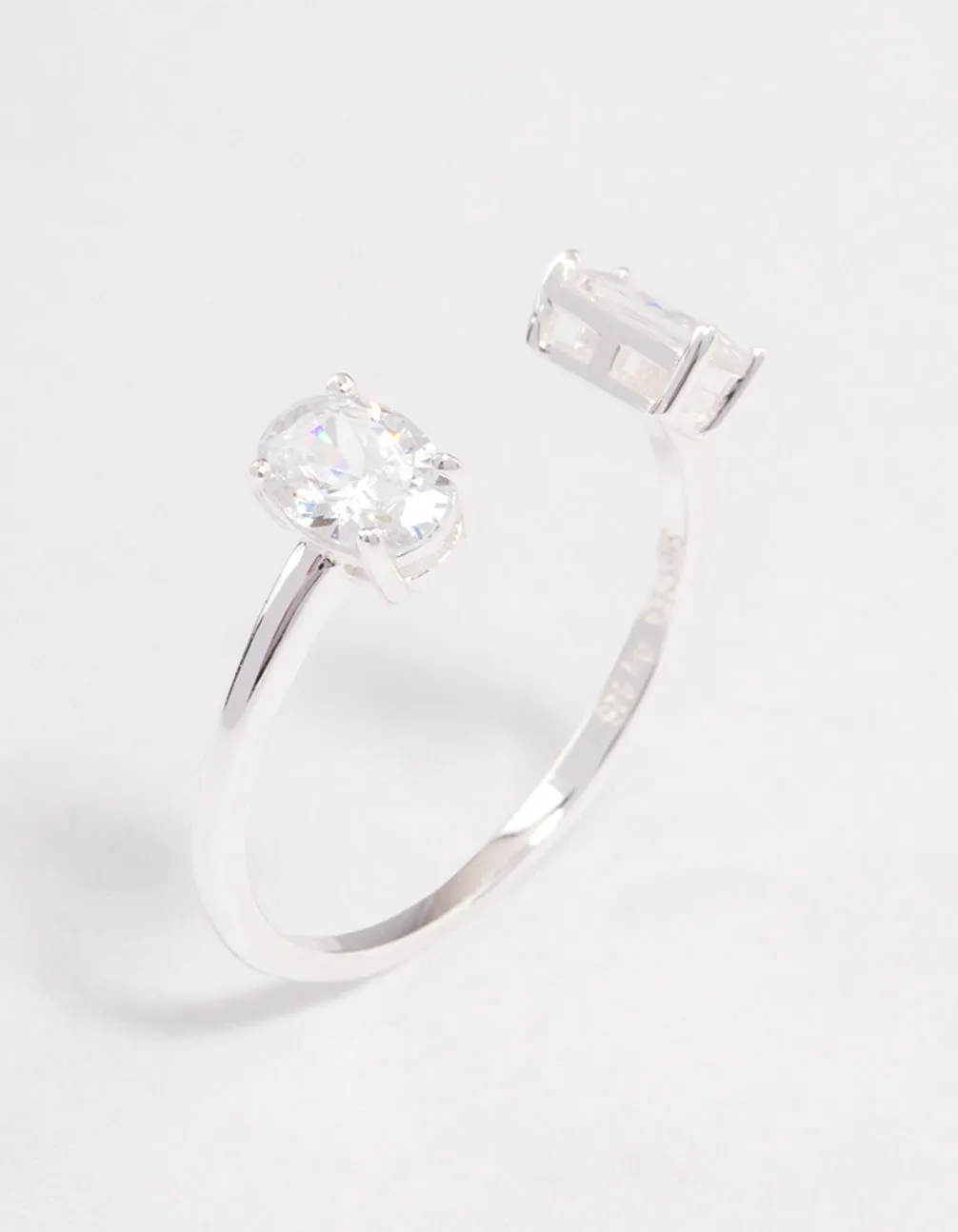 Sterling Silver Double Statement Cubic Zirconia Ring