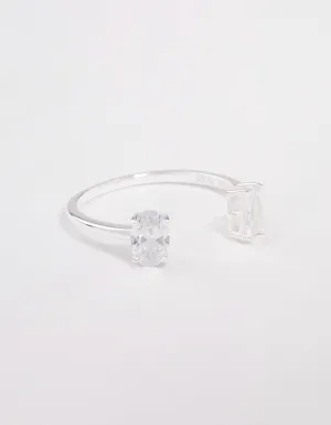 Sterling Silver Double Statement Cubic Zirconia Ring