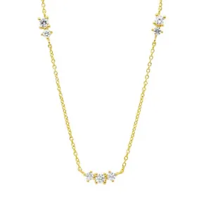 Sterling Silver Gold Plated Necklace with Cubic Zirconia on 40cm Chain   Extender P878G