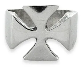 Sterling Silver Iron Maltese Cross Men's Ring