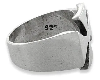 Sterling Silver Iron Maltese Cross Men's Ring