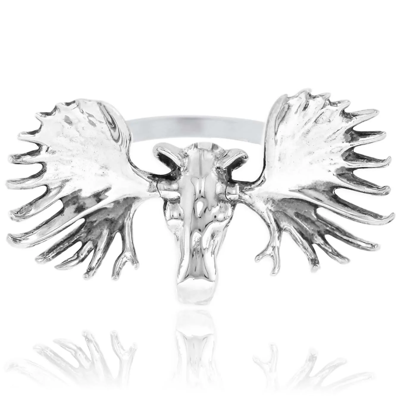 Sterling Silver Moose Head Ring