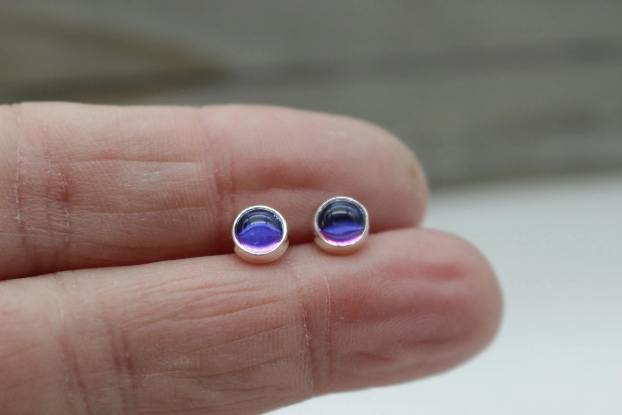 Sterling silver stud earrings - gemstone studs - color changing - gift for her - jewelry sale