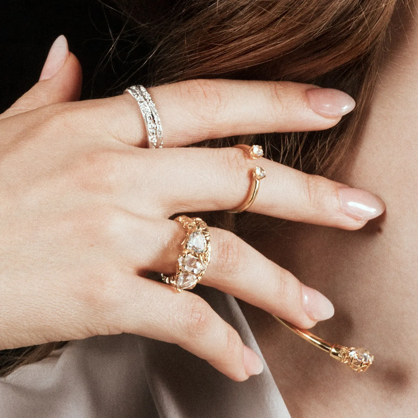 STONE AGE COCKTAIL ENGAGEMENT RING | 14K GOLD & HERKIMER
