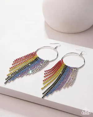 Streamlined Shimmer - Multi - Rainbow Rhinestone Paparazzi Fishhook Earrings - Pink Diamond Exclusive