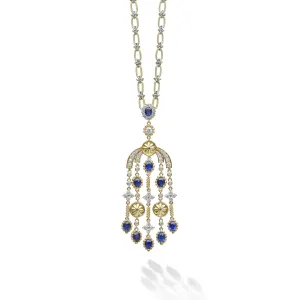 Studio 18K Gold Diamond & Blue Sapphire Chandelier Pendant Necklace