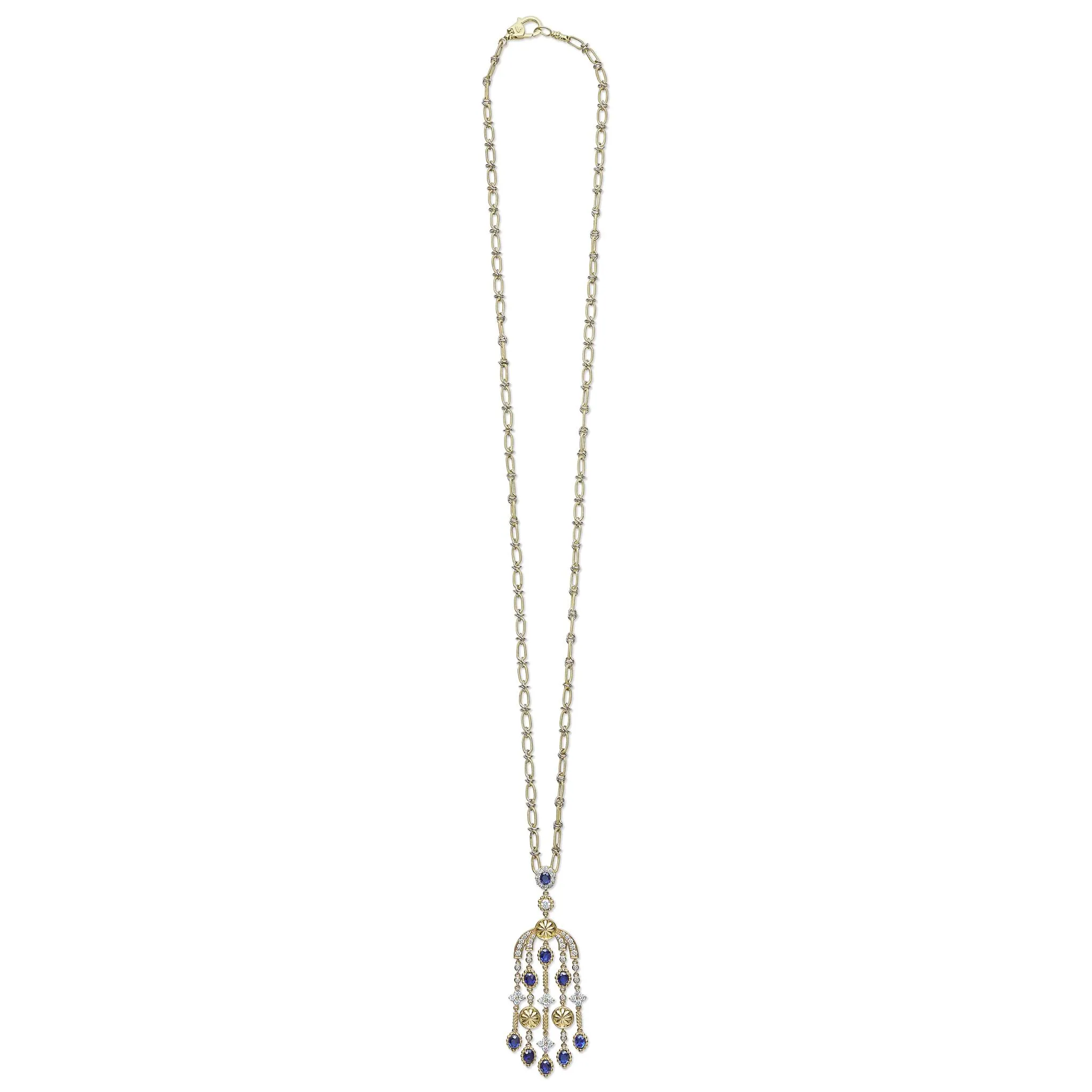 Studio 18K Gold Diamond & Blue Sapphire Chandelier Pendant Necklace