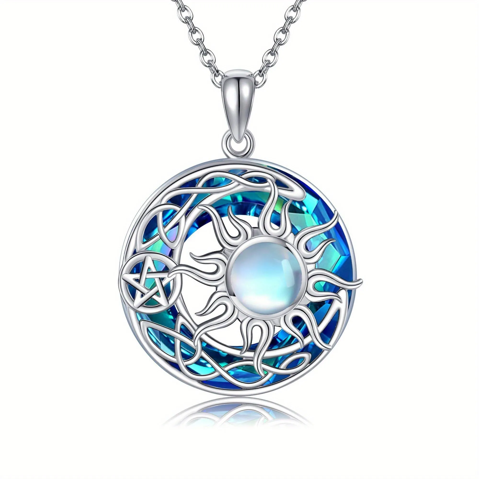 Sun Moon Necklace 925 Sterling Silver Pendant Sun Moon Jewelry Gift Women
