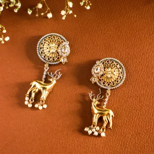 Sunehri Hiran Drop Earrings