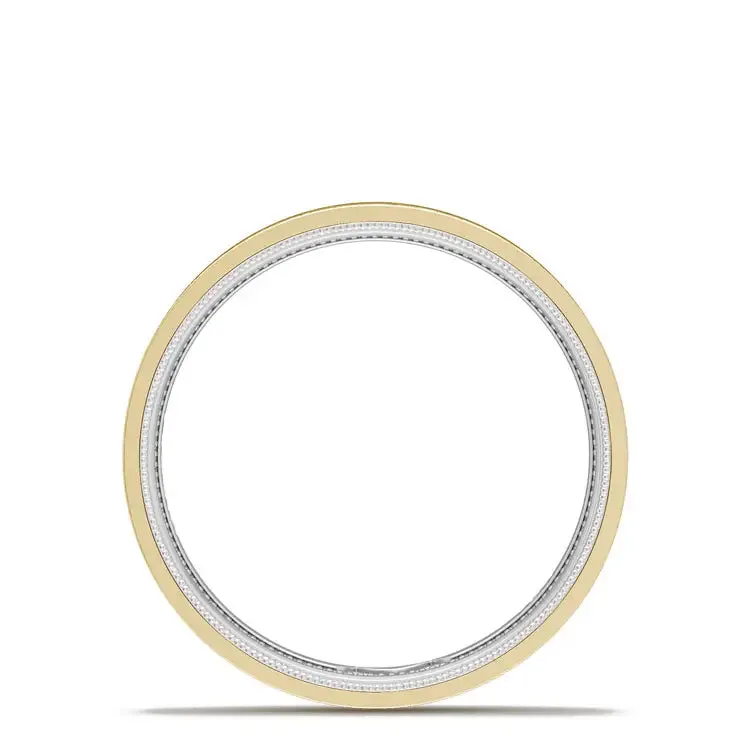 Tacori Classic Two-Tone Flat Wedding Band in Brushed Finish 15635YWBLG