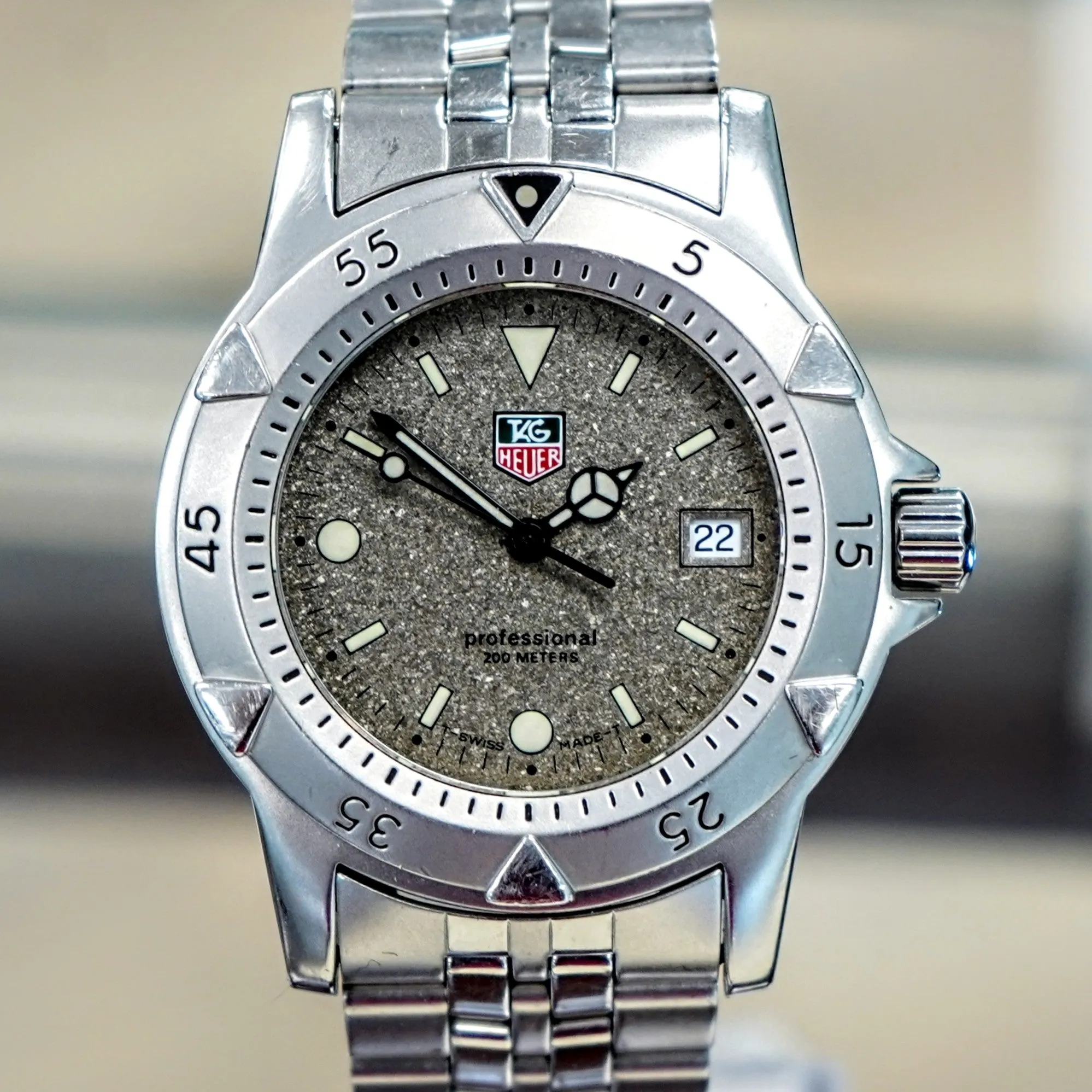 TAG HEUER Professional 1500 Diver's Watch Granite Dial Ref. WD1211-K-20 S.S. Bracelet