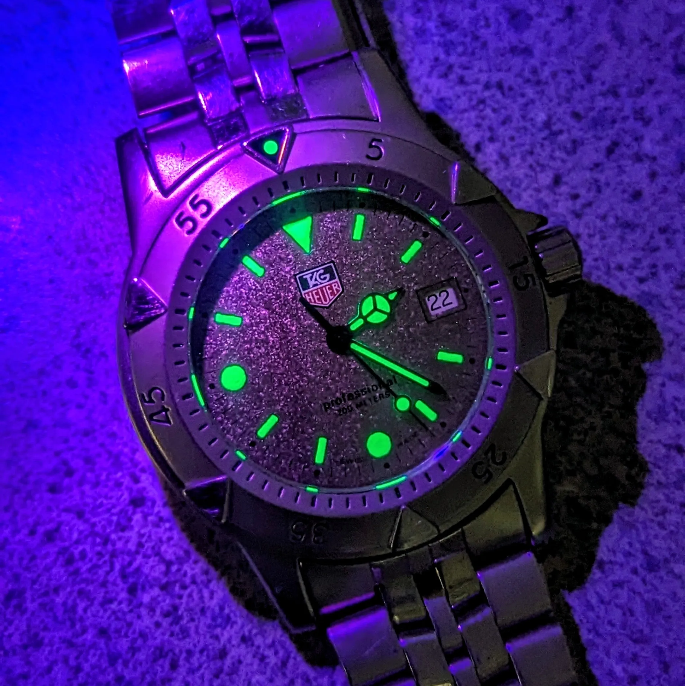 TAG HEUER Professional 1500 Diver's Watch Granite Dial Ref. WD1211-K-20 S.S. Bracelet