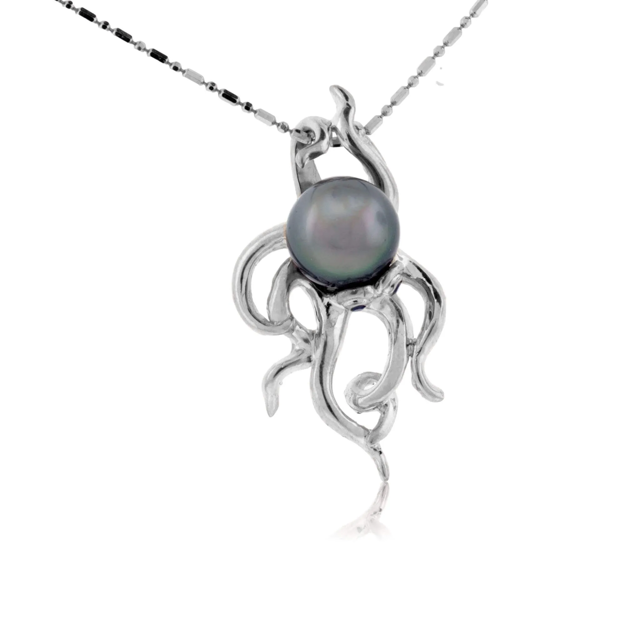 Tahitian Pearl Octopus with Sapphire Eyes Pendant