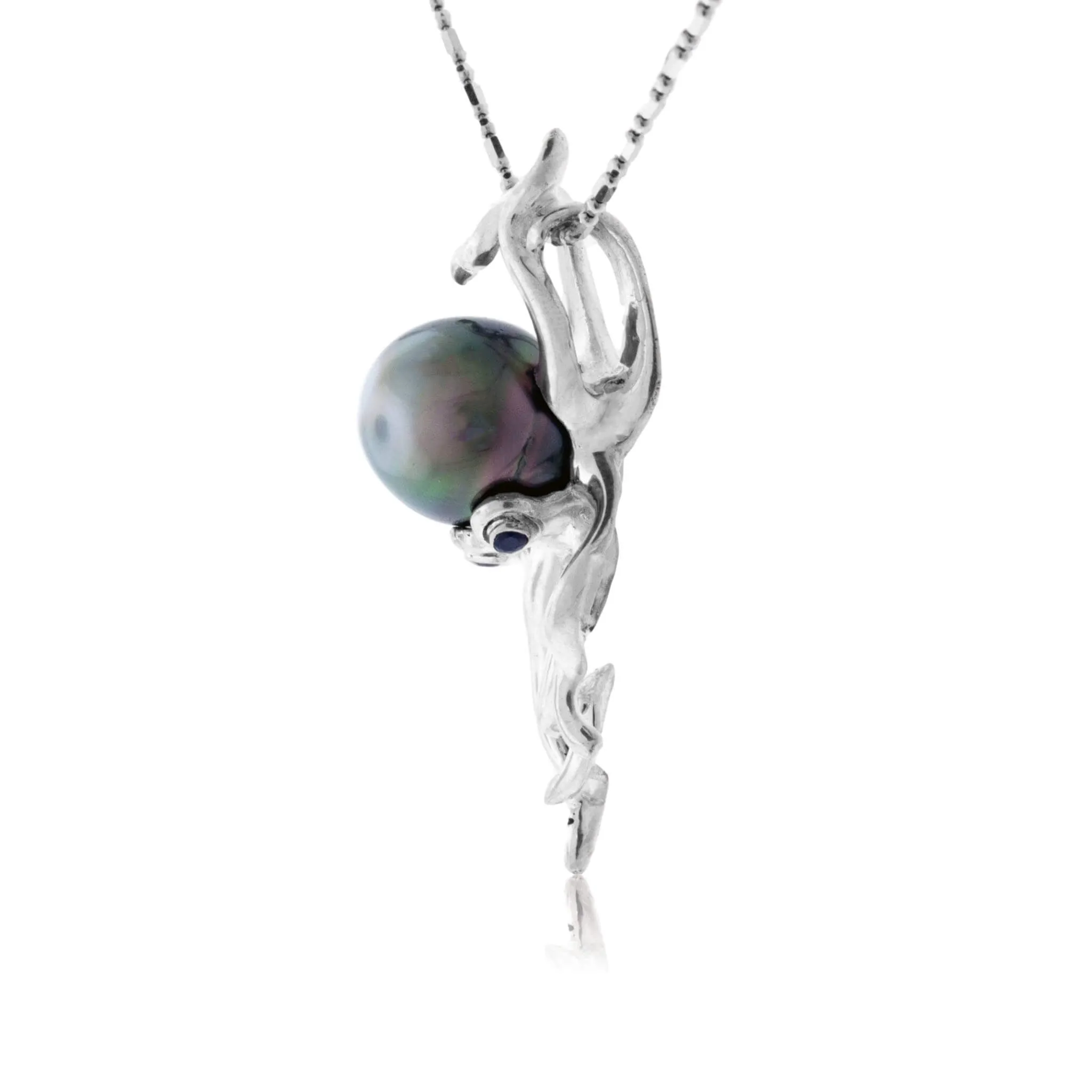 Tahitian Pearl Octopus with Sapphire Eyes Pendant