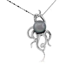 Tahitian Pearl Octopus with Sapphire Eyes Pendant