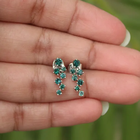 Teal Diamond Celestial Ear Climbers