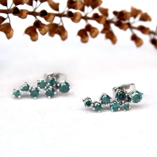 Teal Diamond Celestial Ear Climbers