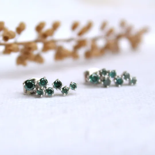 Teal Diamond Celestial Ear Climbers
