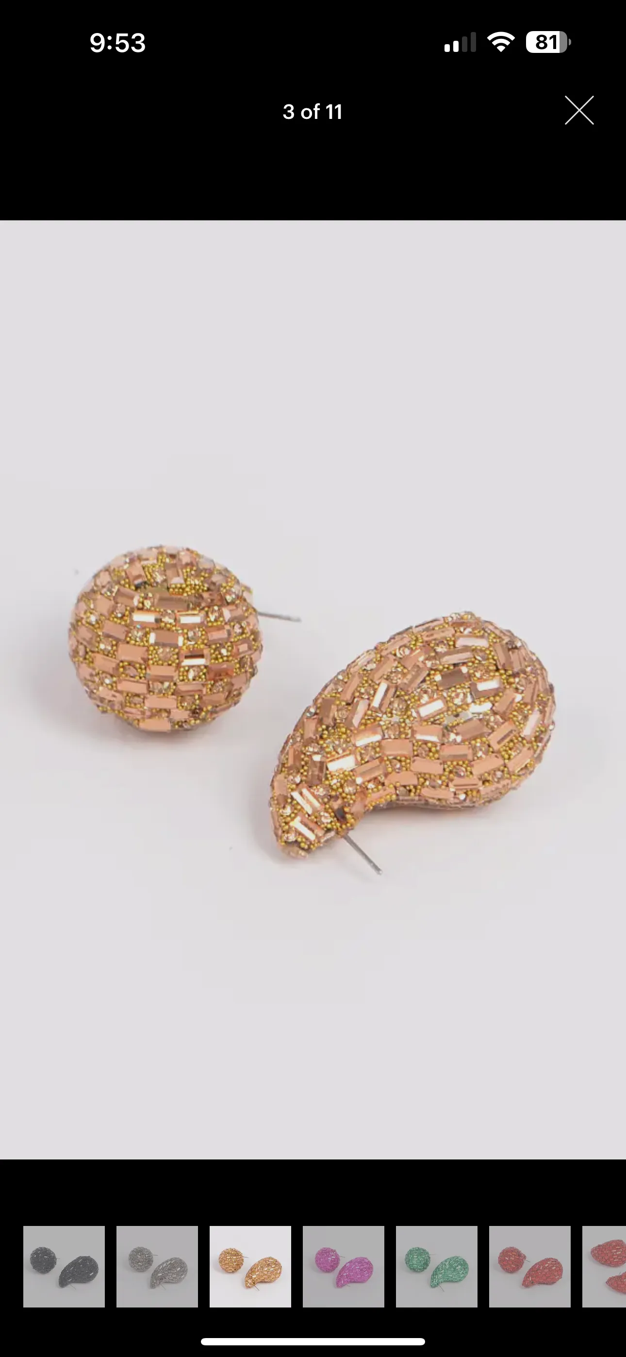 Tear Drop Rhinestone Earrings-Gold