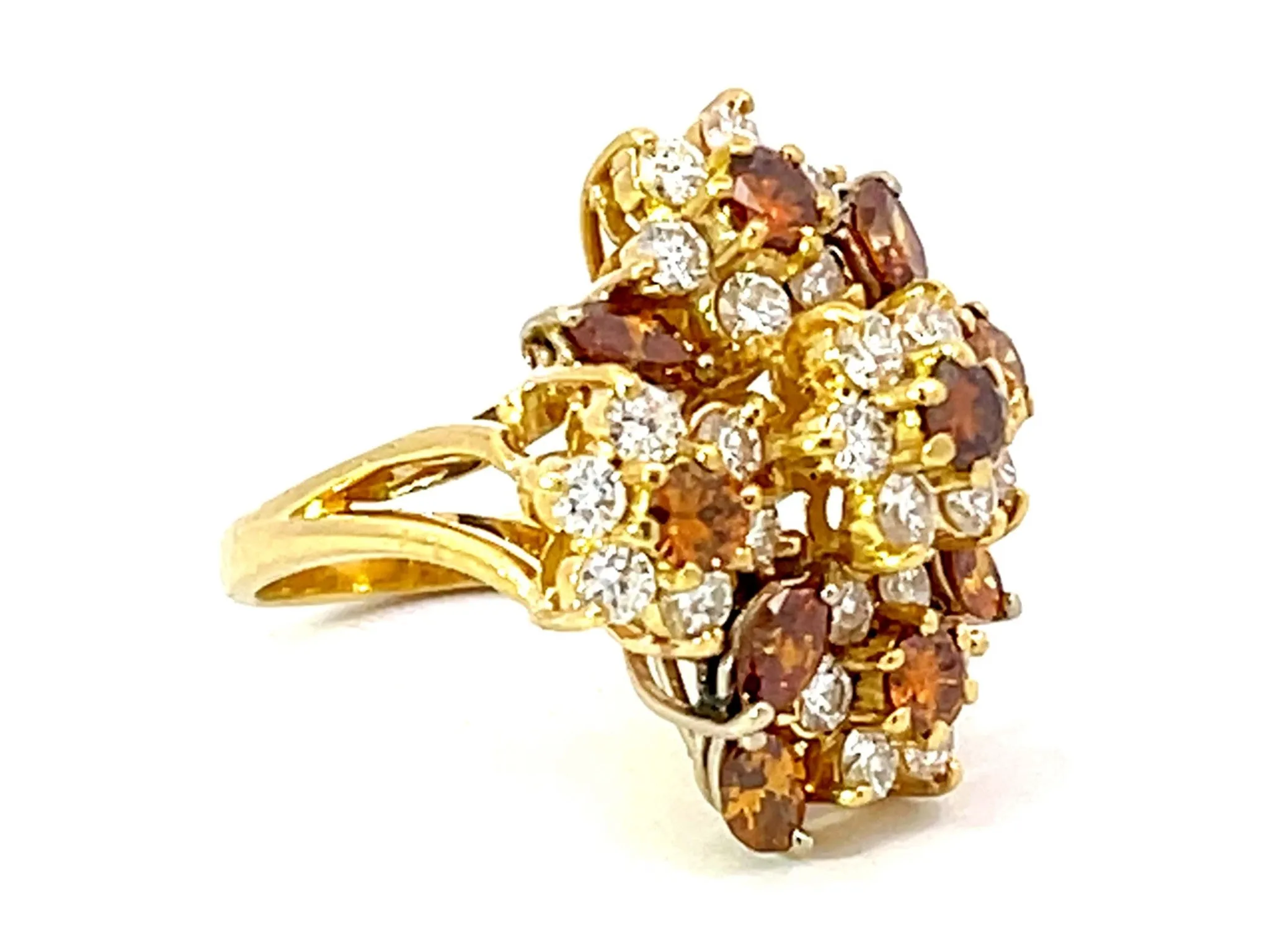 Terrel and Zimmelman Natural Fancy Vivid Diamond Cluster Ring in 18K Yellow Gold