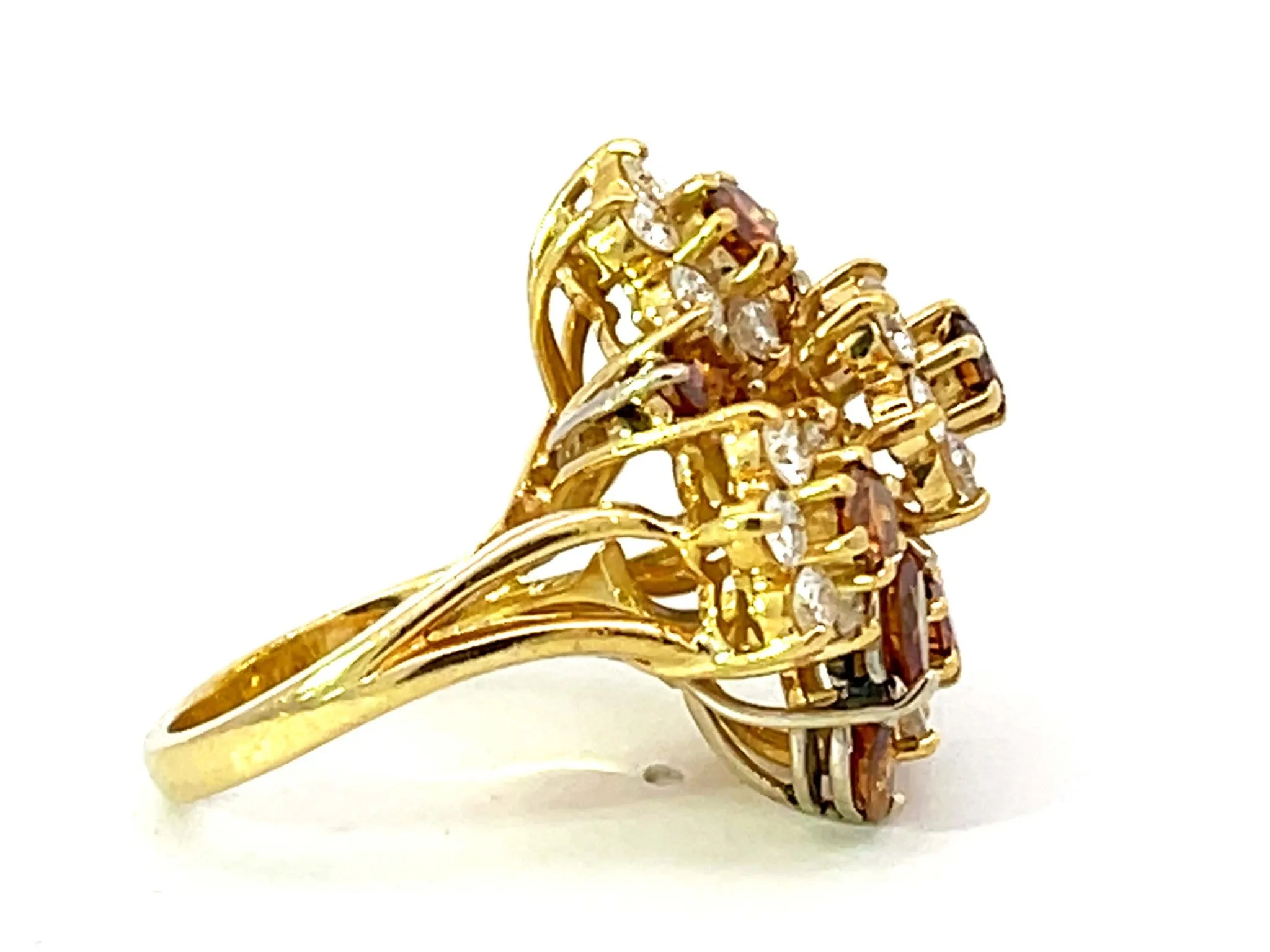 Terrel and Zimmelman Natural Fancy Vivid Diamond Cluster Ring in 18K Yellow Gold