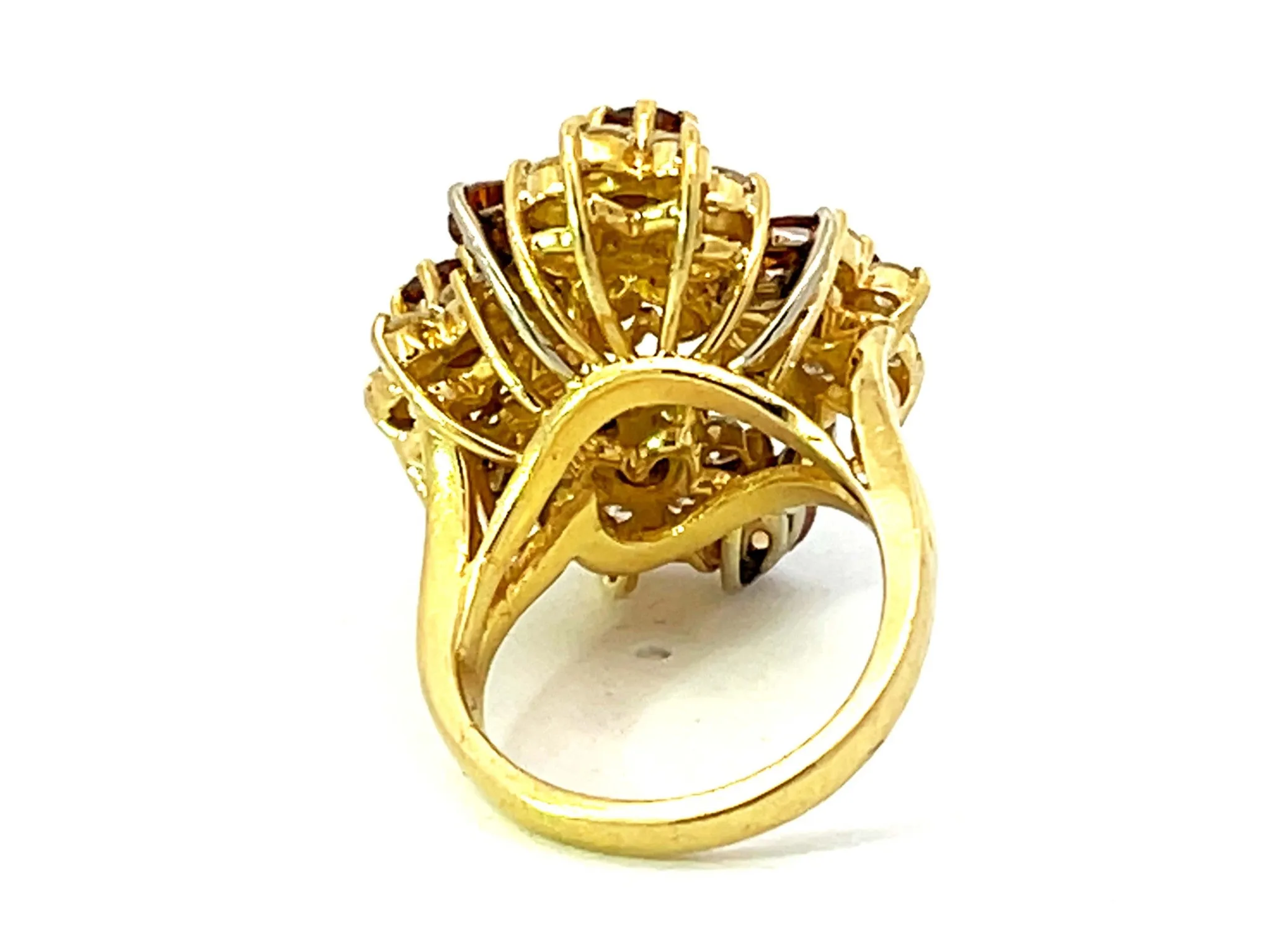Terrel and Zimmelman Natural Fancy Vivid Diamond Cluster Ring in 18K Yellow Gold