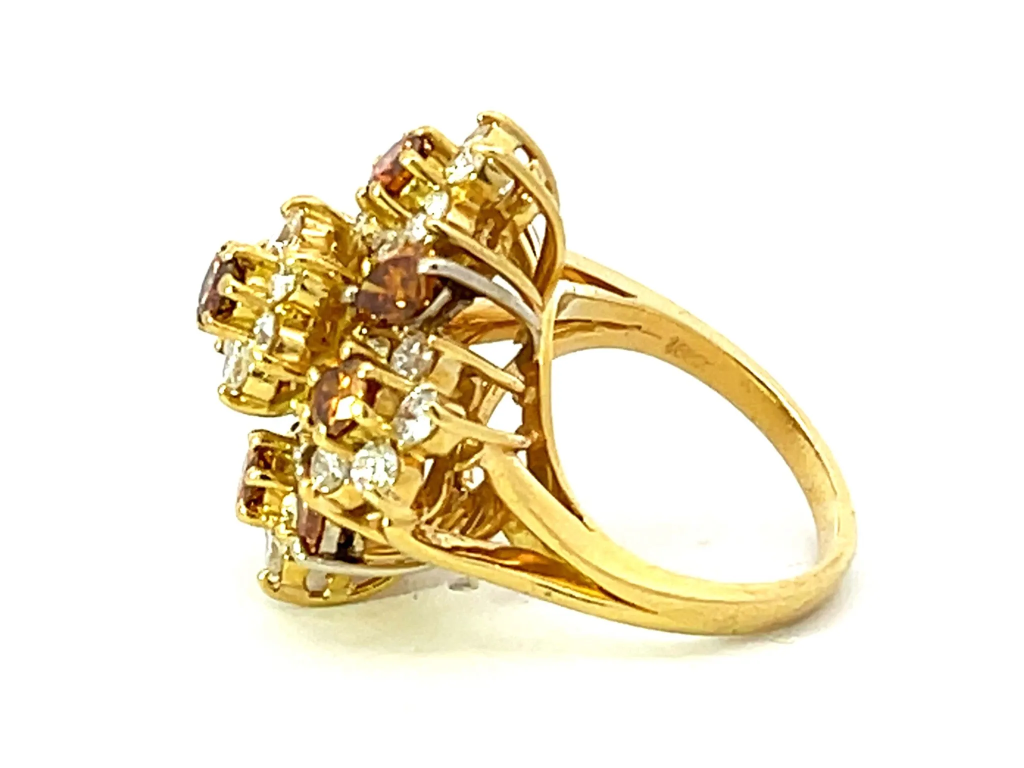 Terrel and Zimmelman Natural Fancy Vivid Diamond Cluster Ring in 18K Yellow Gold