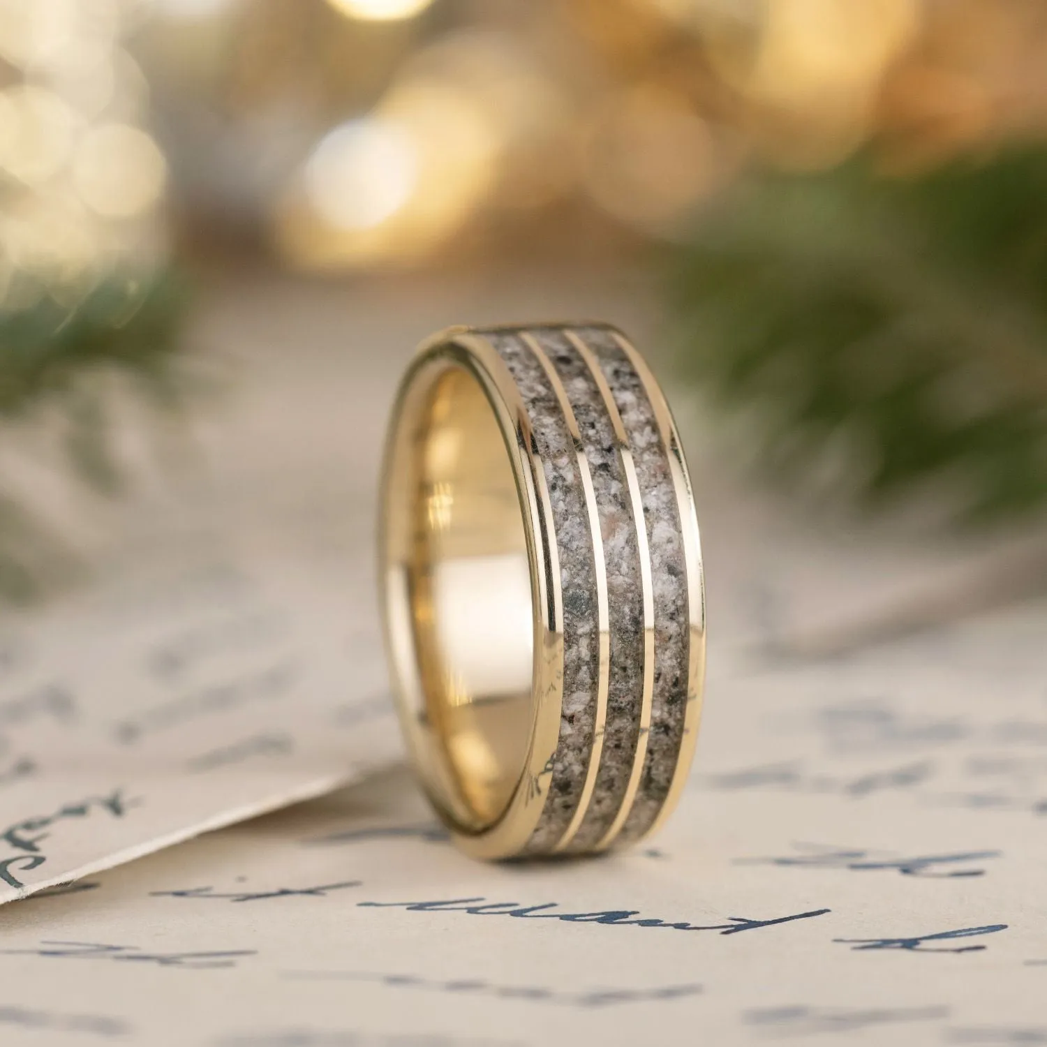 The Lake Superior | Men's Gold Wedding Band with Emberlite