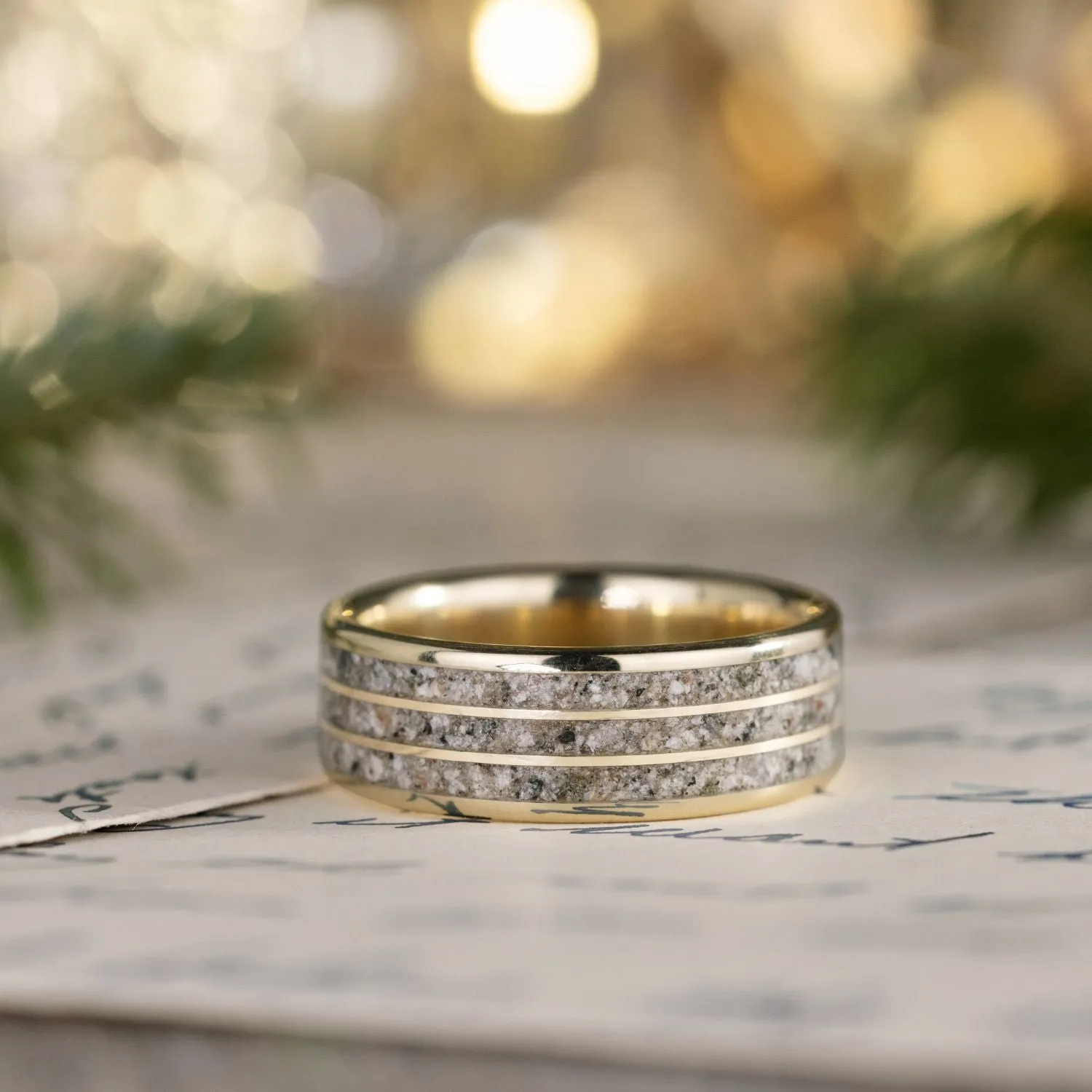 The Lake Superior | Men's Gold Wedding Band with Emberlite