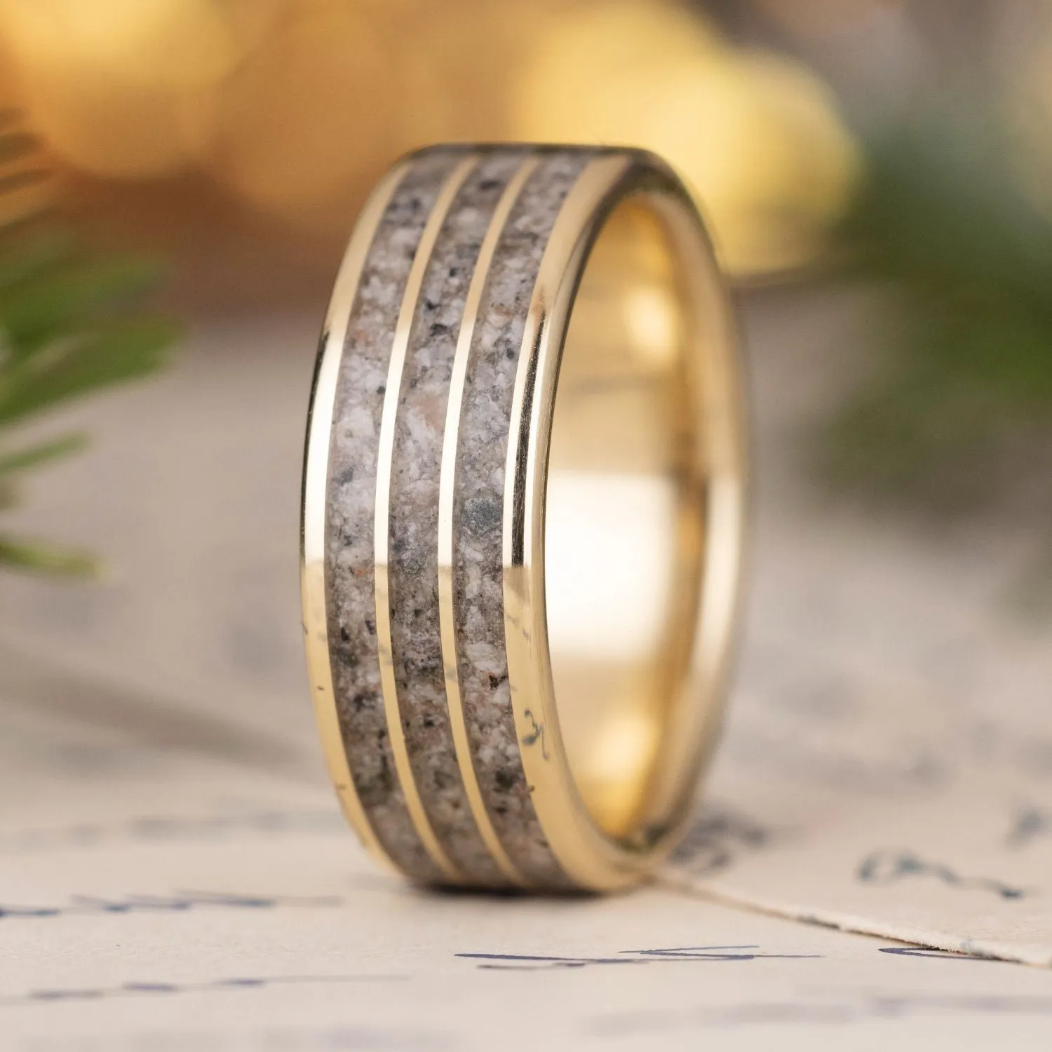 The Lake Superior | Men's Gold Wedding Band with Emberlite