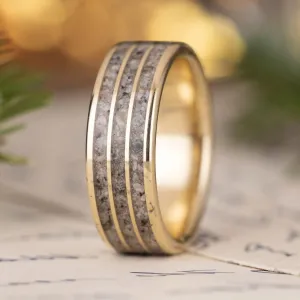 The Lake Superior | Men's Gold Wedding Band with Emberlite