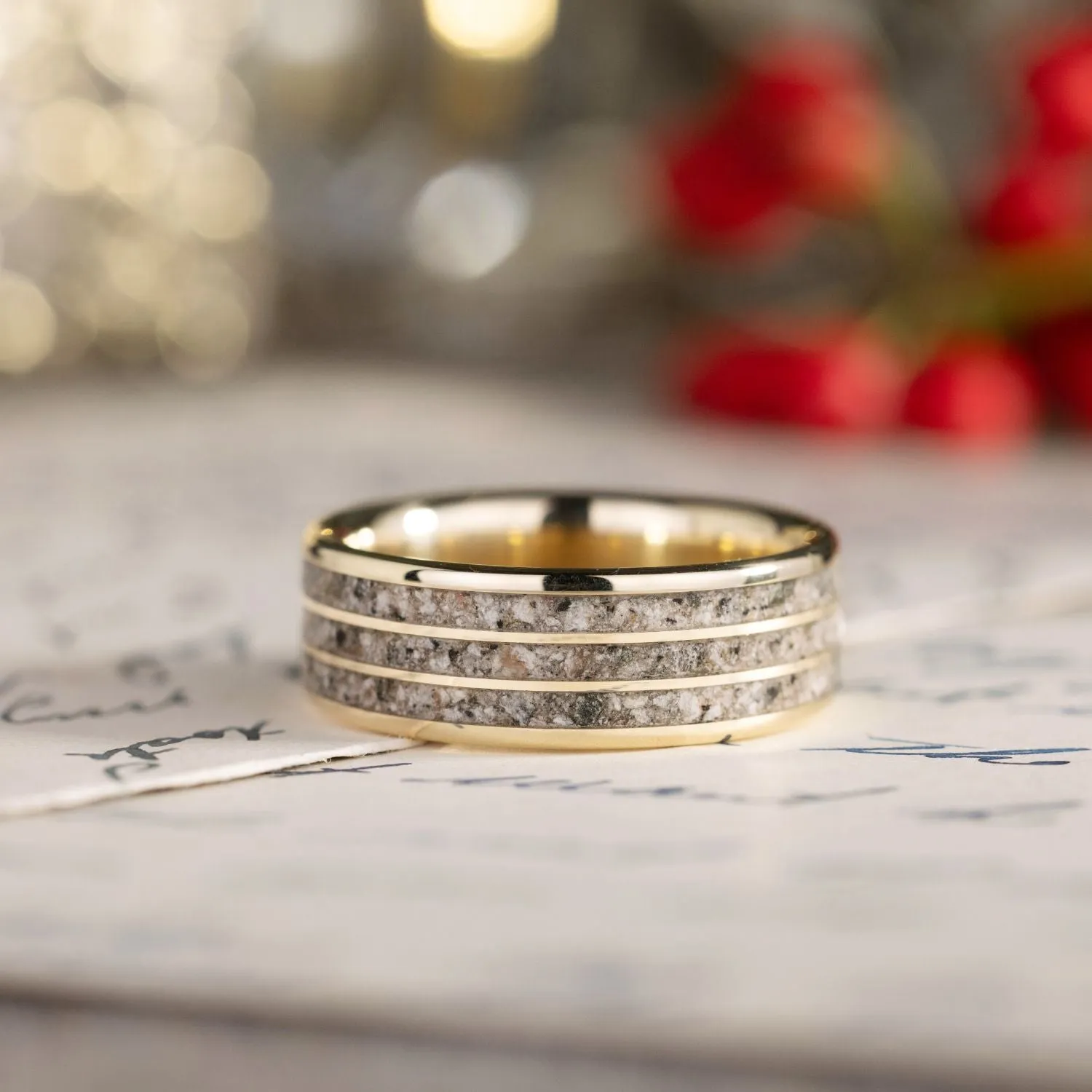 The Lake Superior | Men's Gold Wedding Band with Emberlite