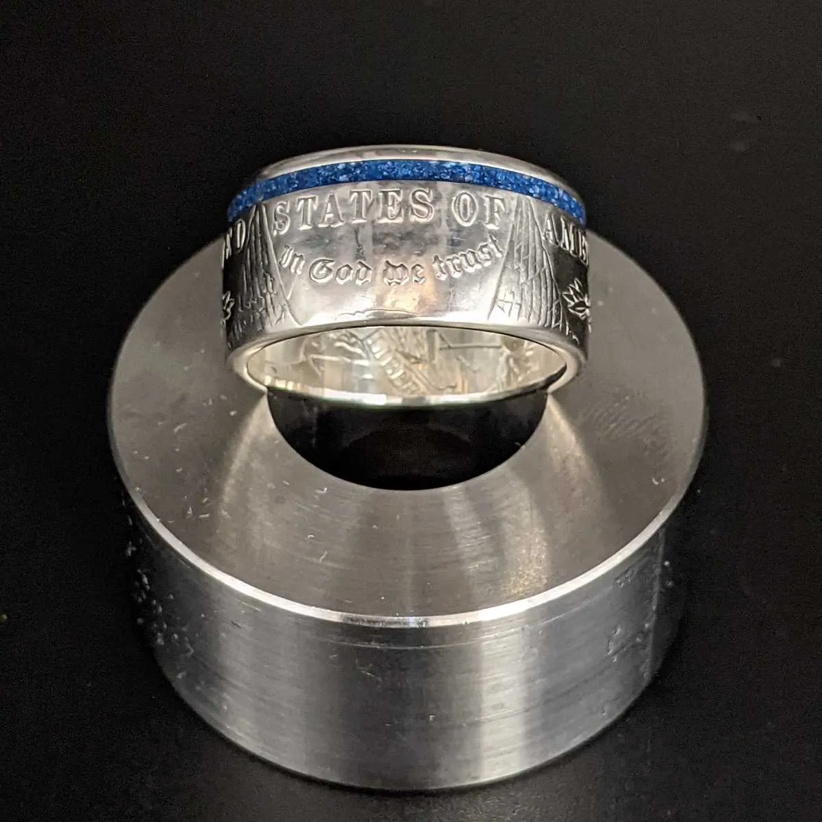 Thin Blue Line Morgan Coin Ring