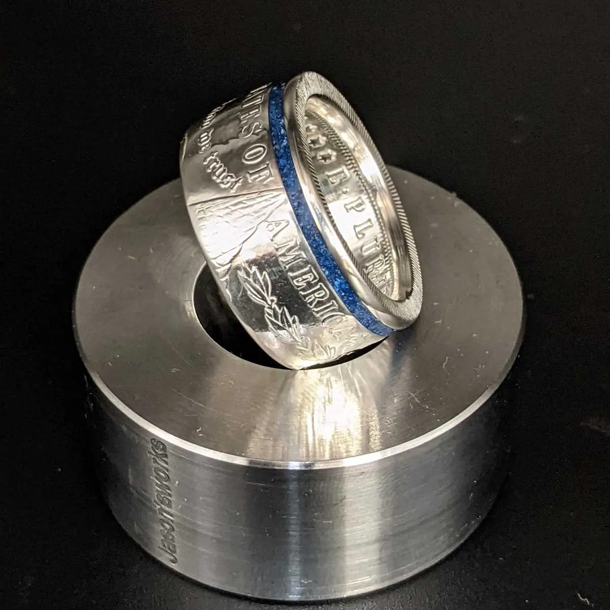 Thin Blue Line Morgan Coin Ring
