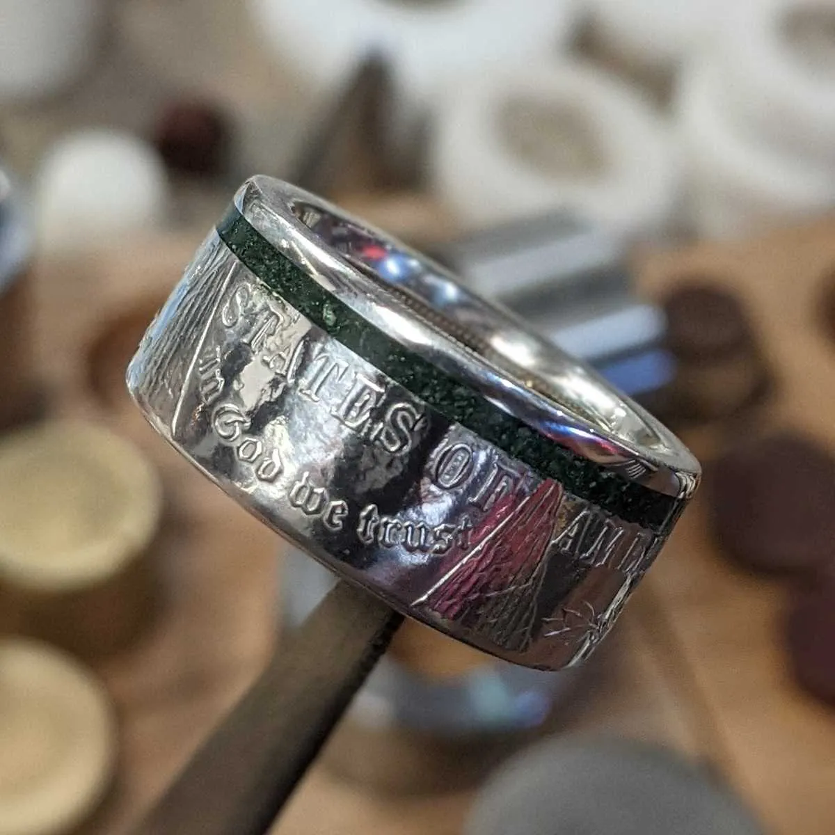 Thin Green Line Morgan Coin Ring