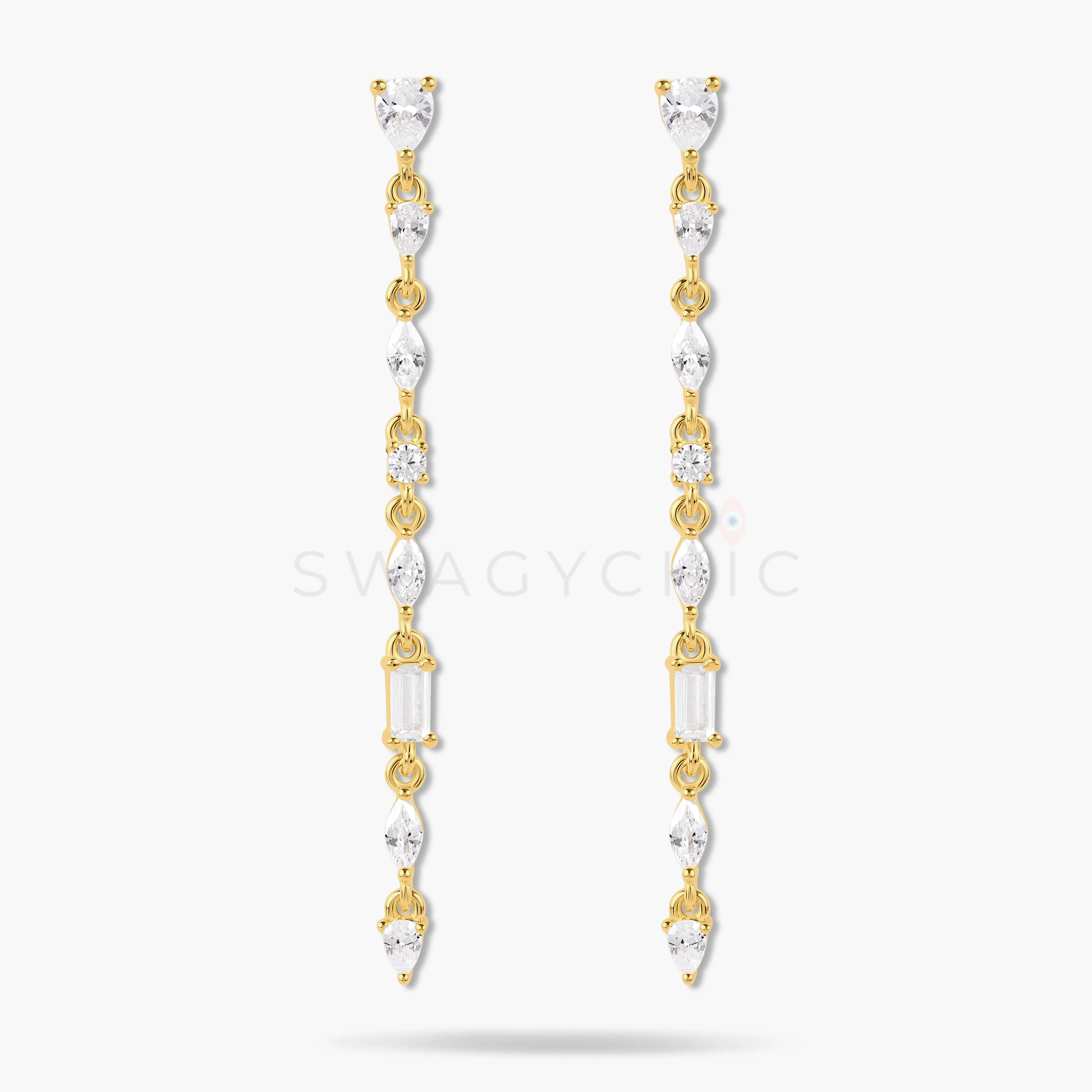 Thin Multi-Stone Drop Earrings
