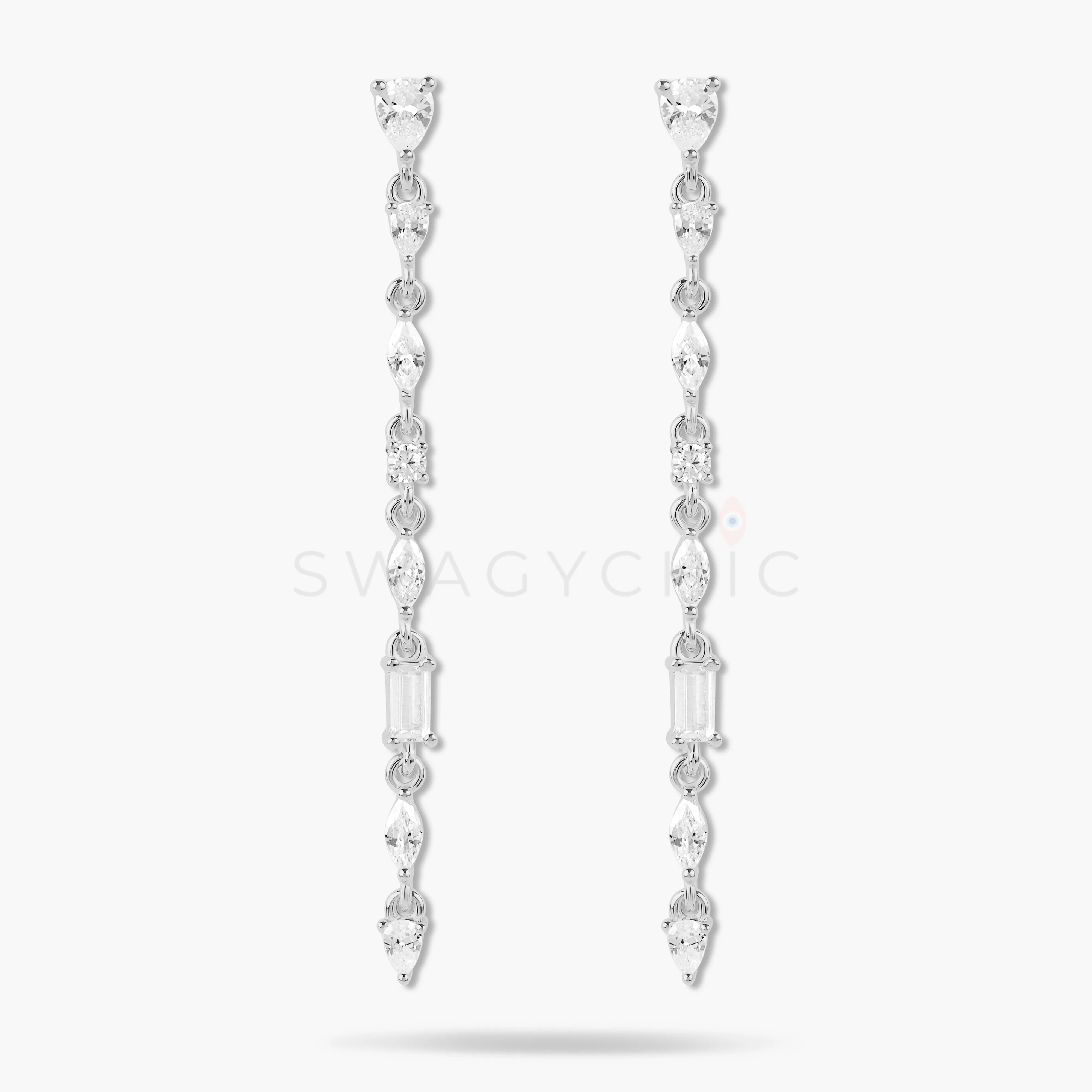 Thin Multi-Stone Drop Earrings