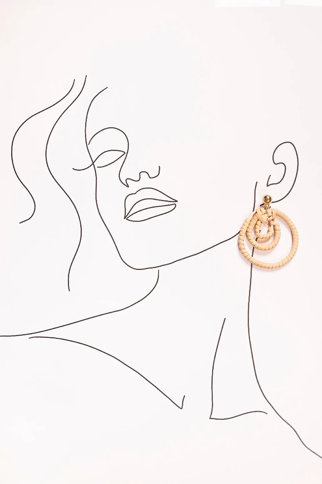 Three Hoop Drop Earrings in Natural
