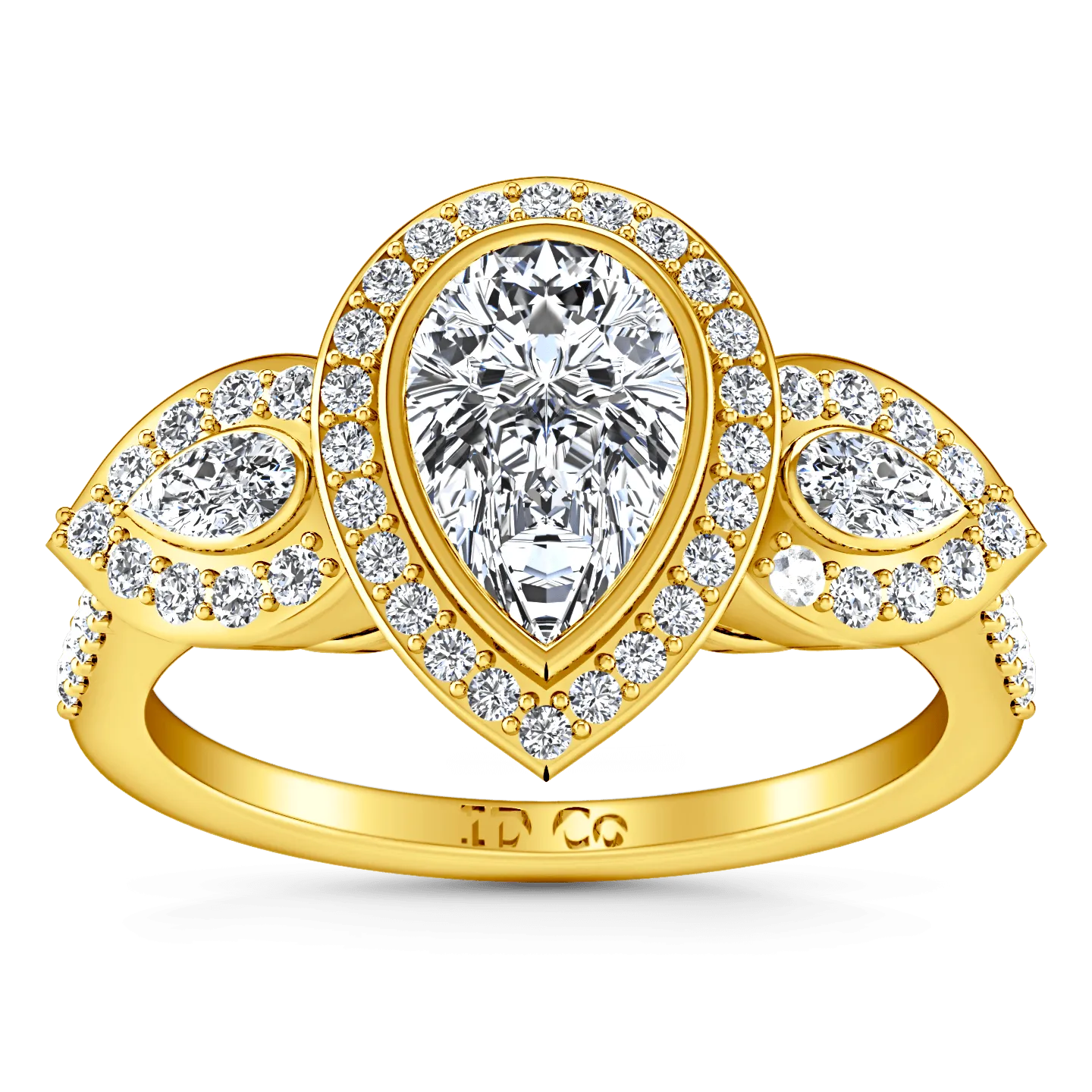 Three Stone Diamond Engagement Ring Vanessa 14K Yellow Gold