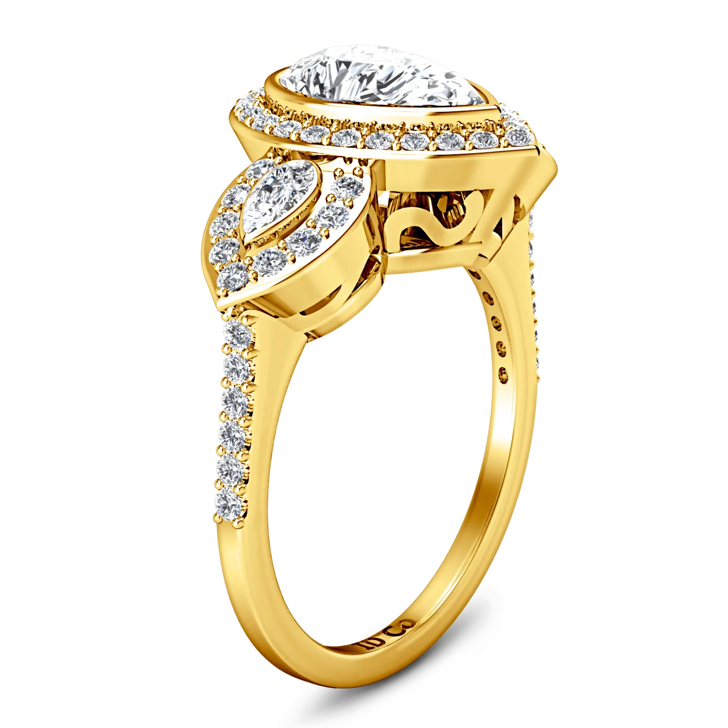 Three Stone Diamond Engagement Ring Vanessa 14K Yellow Gold