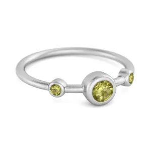 Three Stone Round Cut Peridot 925 Sterling Silver Bridal Ring