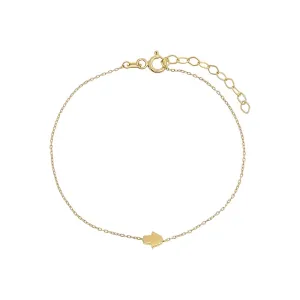 Tiny Solid Hamsa Bracelet 14K