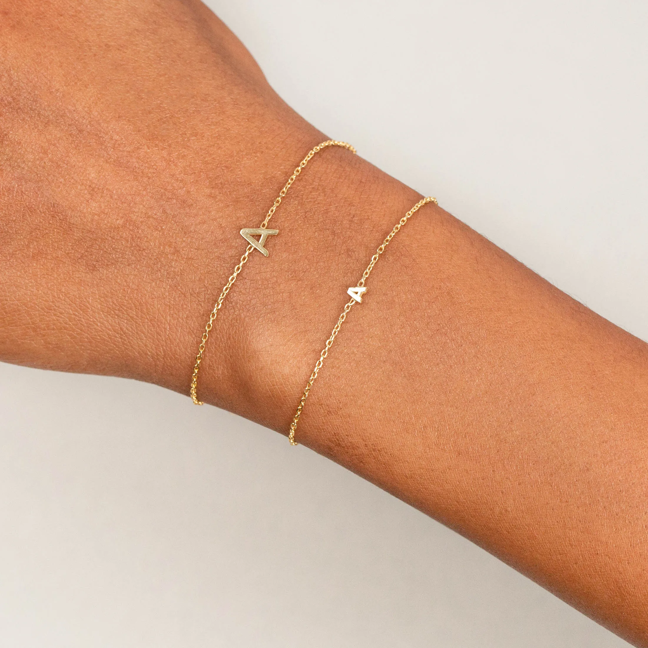 Tiny Solid Uppercase Initial Bracelet
