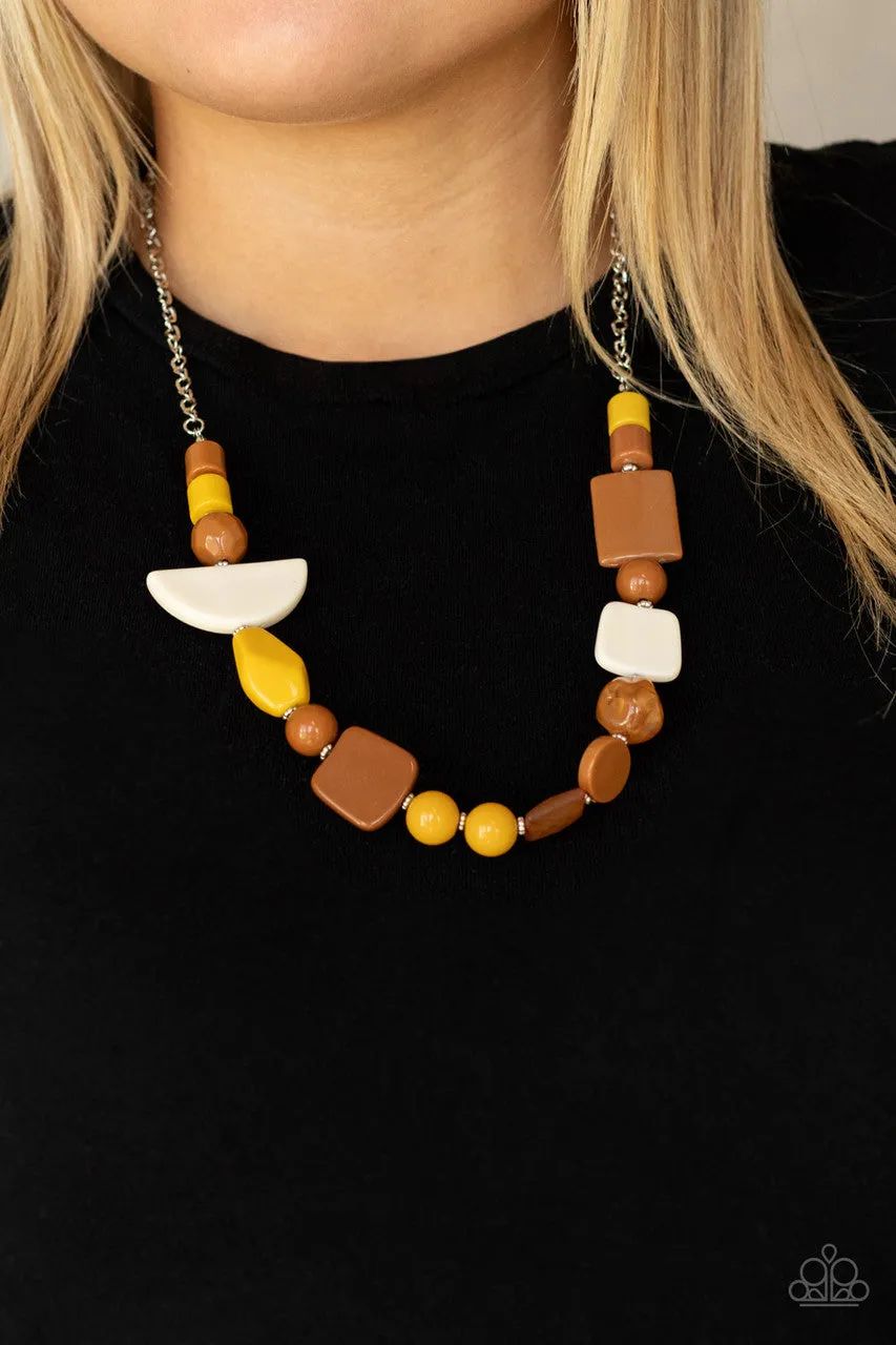 Tranquil Trendsetter Yellow Paparazzi Necklace