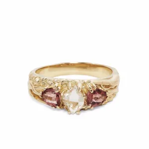 TRI-REALM MATRIX RING | 14K GOLD | HERKIMER DIAMOND & PINK TOURMALINE