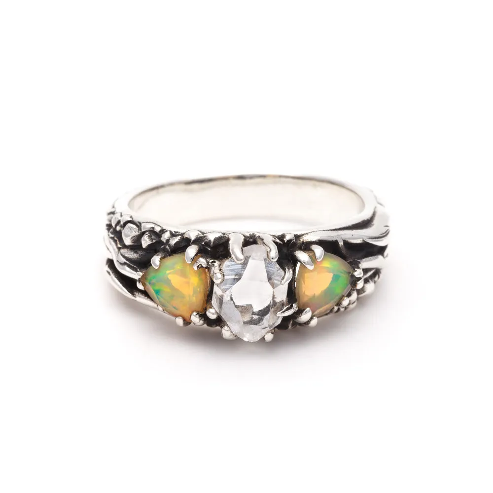 TRI-REALM MATRIX RING | HERKIMER & OPAL