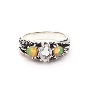 TRI-REALM MATRIX RING | HERKIMER & OPAL