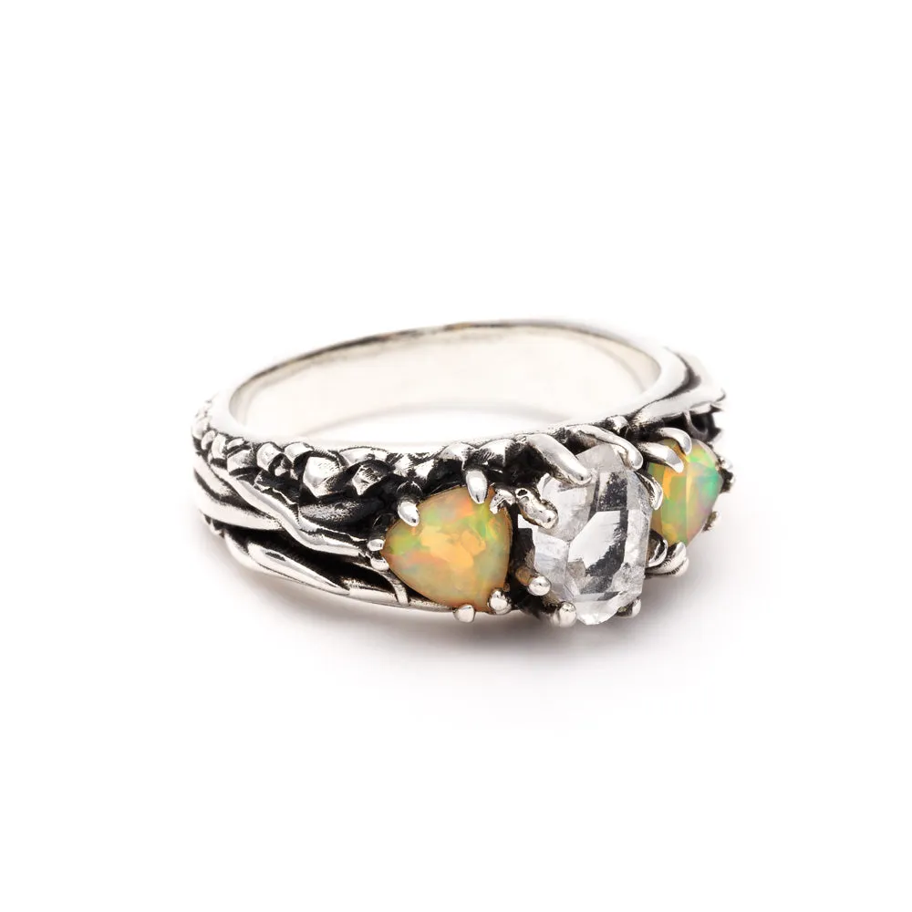 TRI-REALM MATRIX RING | HERKIMER & OPAL