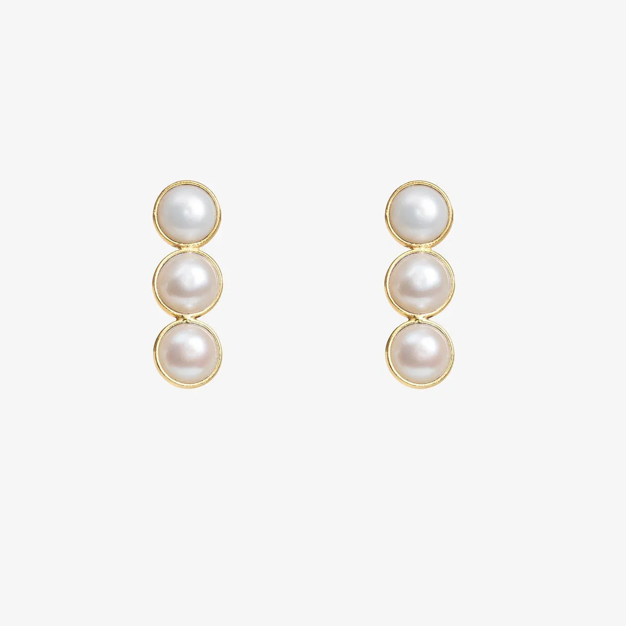 Triple Pearl Drop Earring