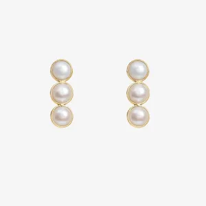 Triple Pearl Drop Earring